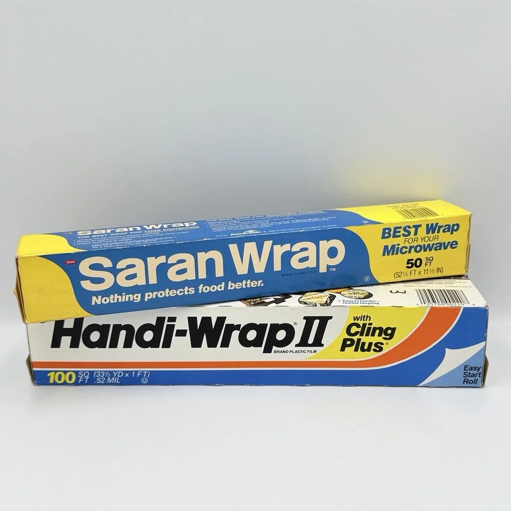 VTG 1988 Saran Wrap Handi-Wrap II Plastic Food Wrap Dow Kitchen NOS Prop Lot